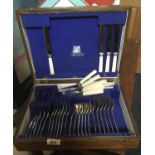 Prince & Co, almost complete cutlery set 6 place setting in oak presentation box,