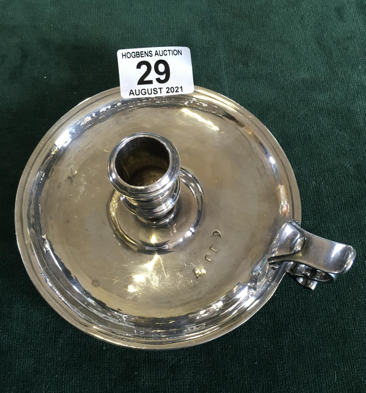 Georgian period silver chamber candlestick, 225 grams rubbed Hallmarked