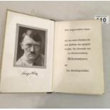 Book by Adolph Hitler, hard backed copy of Mien Kampf, published 1943,