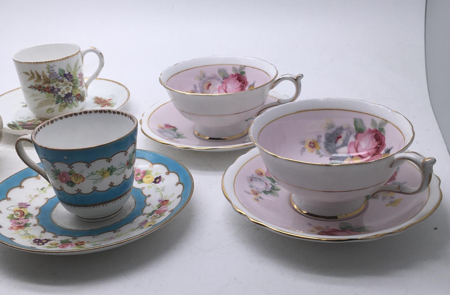 5 x assorted cabinet cups and saucers with floral decoration, 2 x Paragon ware, - Image 3 of 3