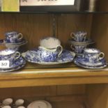 Royal Crown Derby Japanese Mikado landscape pattern, 6 place tea set comprising cups, saucers and