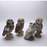 Beswick in association with Beneagles, 4 x decanters modelled as Owls, un-opened but have suffered