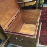 Mahogany blanket chest 2'6 long with brass carrying handles,