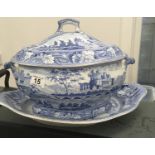 Minton Italian ruins c1820 pattern soup tureen lid and platter , each one decorated pattern of