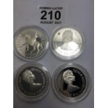 4 x solid silver collectors coins in capsules each one with 1oz silver 70