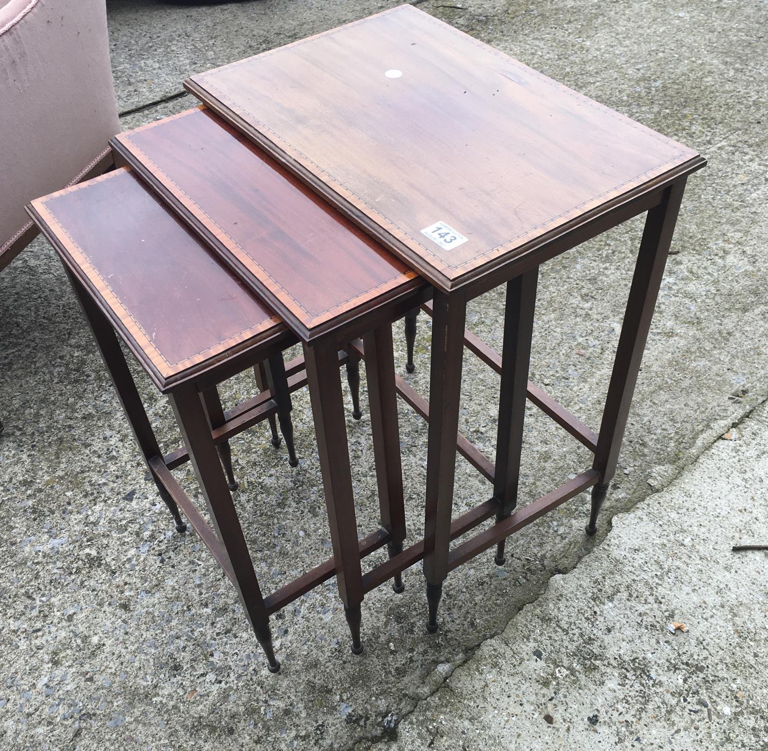 Nest of 3 x Edwardian period tables, with satinwood banding - Image 2 of 2