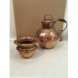 Copper Arts & Crafts flower pot 8" tall, copper Arts & Crafts gallon kettle with lid markers Martins