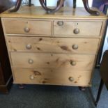 19 th century pine chest of 2 short and 3 graduating long drawers,