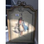 Gilt frame with enclosed coloured print of birds by E Travies, 10