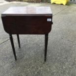 Georgian period mahogany drop leaf work table dummy drawers and real drawers,