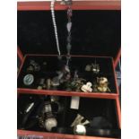Jewellery box and contents including watches,