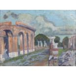 Elizabeth Lamorna KERR (British 1904-1990) Ostia Antica - Rome, Oil on board, Signed lower right,