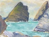 Elizabeth Lamorna KERR (British 1905-1990) Kynance Cove, Oil on canvas board, Signed by artist's - Image 2 of 4