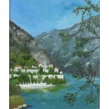 David BEER (British b. 1943) Lake Garda, Oil on board, Signed with monogramme lower right, titled,