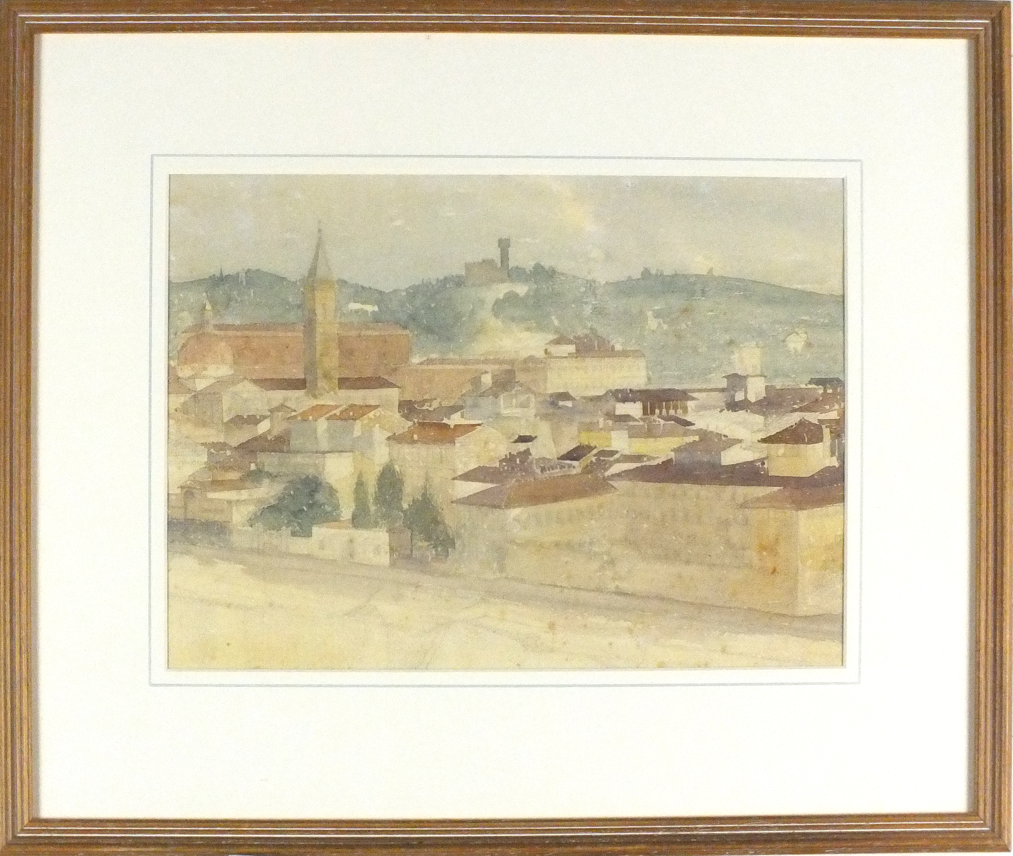 20th Century Italian Hilltop Town, Watercolour, 9.5" x 13.75" (24cm x 35cm) - Image 4 of 4