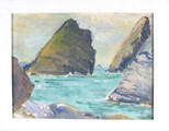 Elizabeth Lamorna KERR (British 1905-1990) Kynance Cove, Oil on canvas board, Signed by artist's - Image 3 of 4