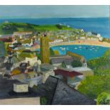 Andrew STEWART (British b. 1948) Sunny St Ives Harbour, Oil on board, Signed with initials and dated