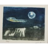 Ian LAURIE (British b. 1933) Late Lights Cornwall, Coloured etching, Signed and numbered 12/25 in