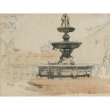 Alethea GARSTIN (British 1894-1978) Public Fountain - Italy, Pencil and wash, 8" x 10.25" (20cm x