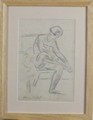 Attributed to Dame Laura KNIGHT (British 1877-1970) Dancer Tying her Shoe, Pencil and blue chalk - Image 3 of 6