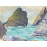 Elizabeth Lamorna KERR (British 1905-1990) Kynance Cove, Oil on canvas board, Signed by artist's