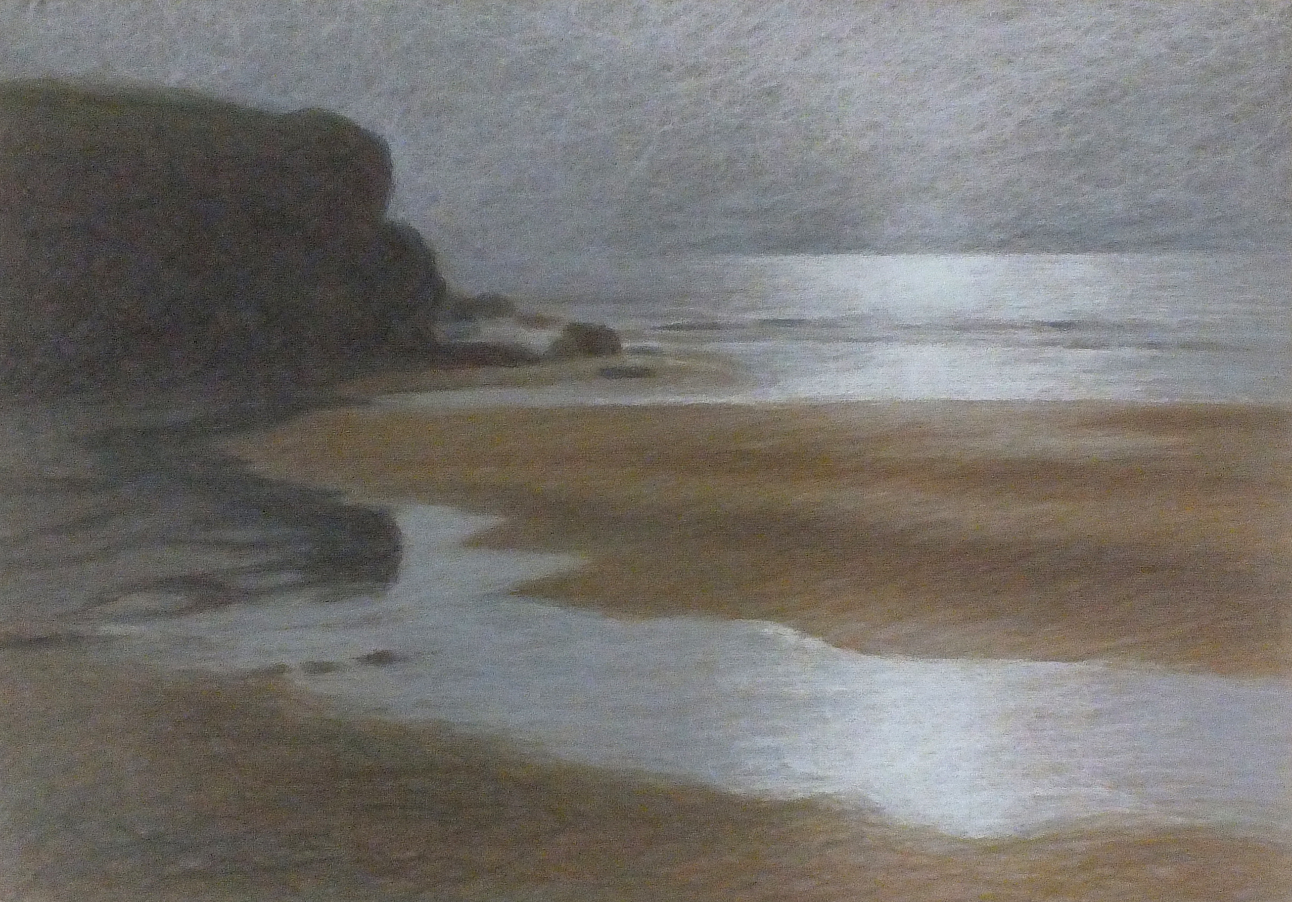 Valerie K WRIGHT (British 20th/21st Century) Beach at Trenance, Crayon, Signed lower left, label