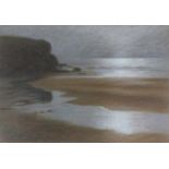 Valerie K WRIGHT (British 20th/21st Century) Beach at Trenance, Crayon, Signed lower left, label