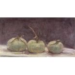 Rosalind EASTMAN (British b. 1946) Three Crown Prince Pumpkins, Oil on canvas laid down, Signed,