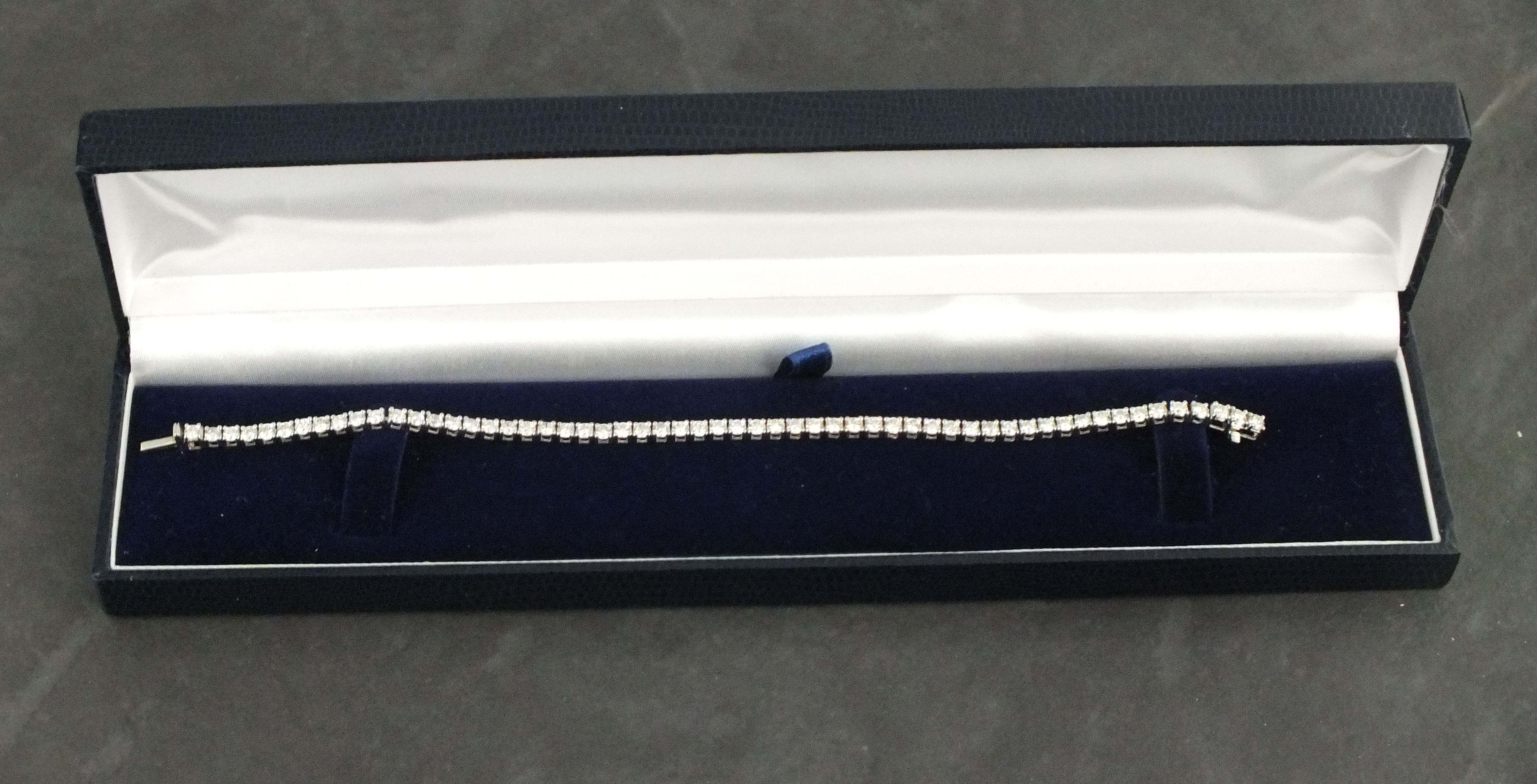 A diamond line bracelet, the brilliant cut stones (approx.  5..04 total weight) claw 18ct white - Image 2 of 2