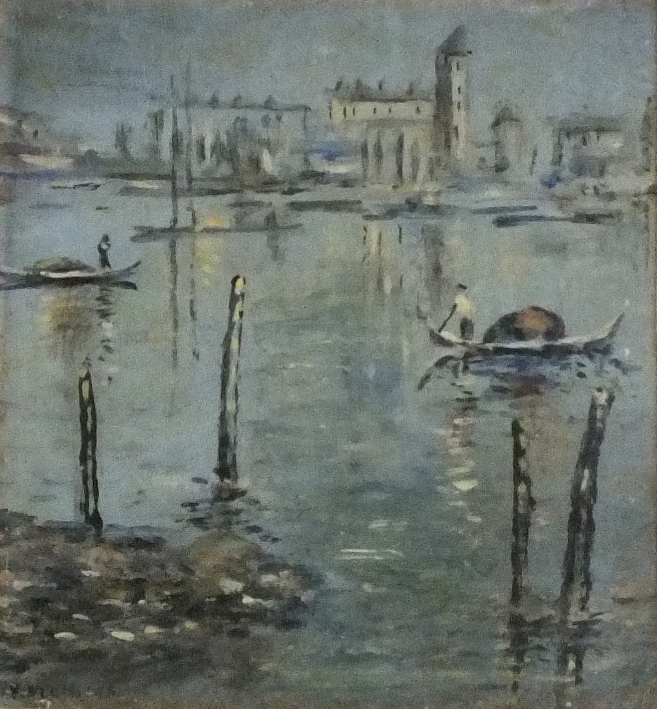 Victor MATHIAS (19th/20th Century) Lagoon Venice, Oil on card, Signed lower left, signed and dated