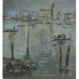 Victor MATHIAS (19th/20th Century) Lagoon Venice, Oil on card, Signed lower left, signed and dated
