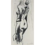 Lorna WILES (British b.1943) Standing Nude, Charcoal, Signed and dated '95, 19" x 9.5" (49cm x