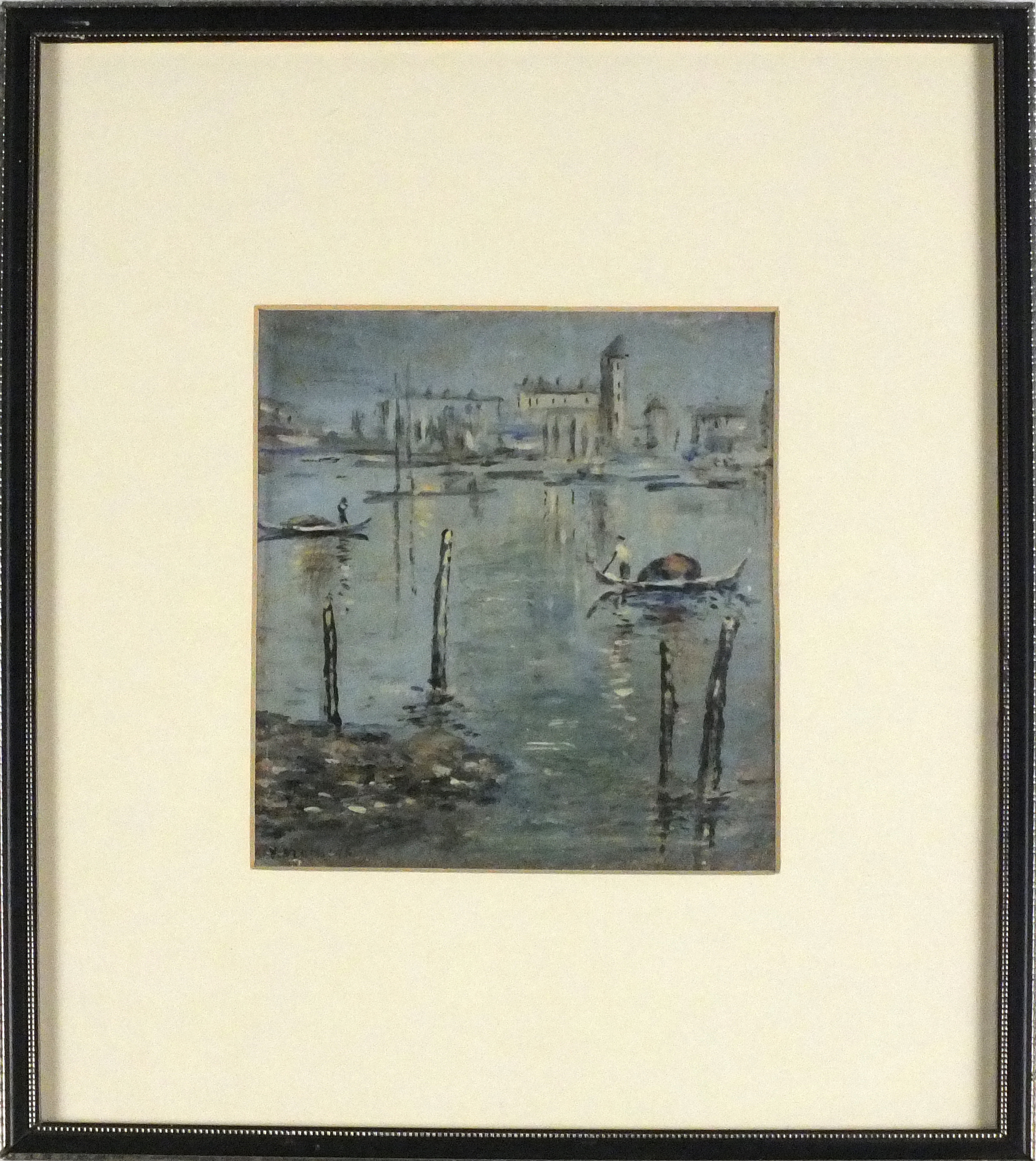 Victor MATHIAS (19th/20th Century) Lagoon Venice, Oil on card, Signed lower left, signed and dated - Image 4 of 4