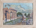 Elizabeth Lamorna KERR (British 1904-1990) Ostia Antica - Rome, Oil on board, Signed lower right, - Image 3 of 3