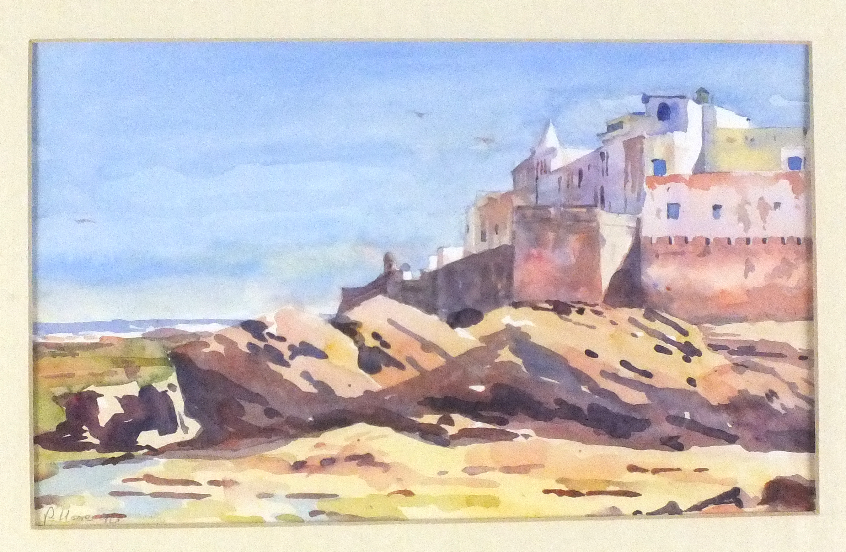 Paul HOARE (British b. 1952) Medieval Castle - Essorira, Watercolour, Signed lower left, 7.5" x 12.