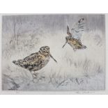 Henry WILKINSON (British 1921-2011) Woodcock, Dry-point etching with colour, Signed and numbered