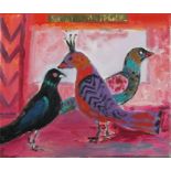 Janet LYNCH (British b. 1938) Three New Mexican Birds II, Oil on canvas, titled, signed and dated