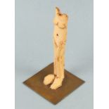 Mo JUPP (British 1938-2018) Standing female form, un-glazed earthenware of textured form mounted