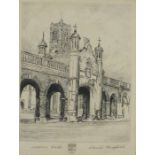 Wallace R HESTER (British 1866-1942) Gate Christs Hospital School, Steel engraving, Signed and