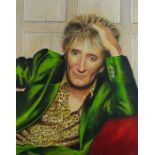Jan Merrick HORN (British b. 1948) Portrait of Rod Stewart, Oil on paper, Signed with initials and