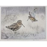 Henry WILKINSON (British 1921-2011) Woodcock, Dry-point etching with colour, Signed and numbered