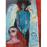 Janet LYNCH (British b. 1938) Angel, Mixed media on canvas, titled, signed and dated 2017 verso, 16"