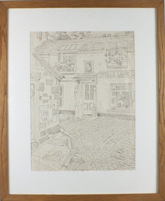 Fred YATES (British 1922-2008) Wills Lane Gallery - St Ives, Pen and ink on paper, Artist address to - Image 2 of 3