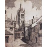 Oliver H BEDFORD (British 1902-1977) Truro Cathedral, Print, 4.75" x 4" (12cm x 10cm), together with