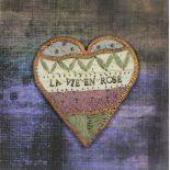 Jennifer COLQUITT (British b. 1938) La Vie en Rose, Ceramic heart, framed and mounted, 2.5" x 2" (