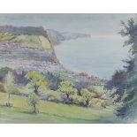 W S AINSLIE (British 20th Century) Sidmouth from Peak Hill, Watercolour, Signed and dated '84