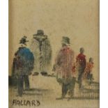 Nigel HALLARD (British b. 1936) Group of Figures - thumb-print sketches, Oil canvas board, Signed