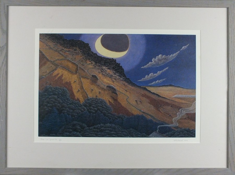 Brian HANSCOMB (British b. 1944) Moon over Garrow Tor, Lithograph, Signed, titled and numbered 320/ - Image 2 of 3
