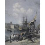 After William Clarkson STANSFIELD (British 1793-1867) Falmouth, Coloured steel engraving, 6.25" x