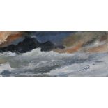 Elaine OXTOBY (British b. 1957) Approaching Storm. Oil on board, Signed and titled verso, 6" x 14.